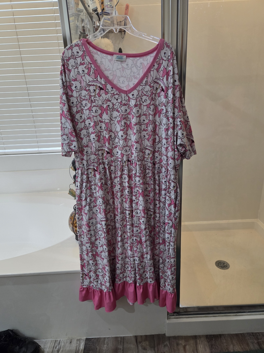 Disney Pink Floral Print V-Neck Women's Dress With Marie From Disney